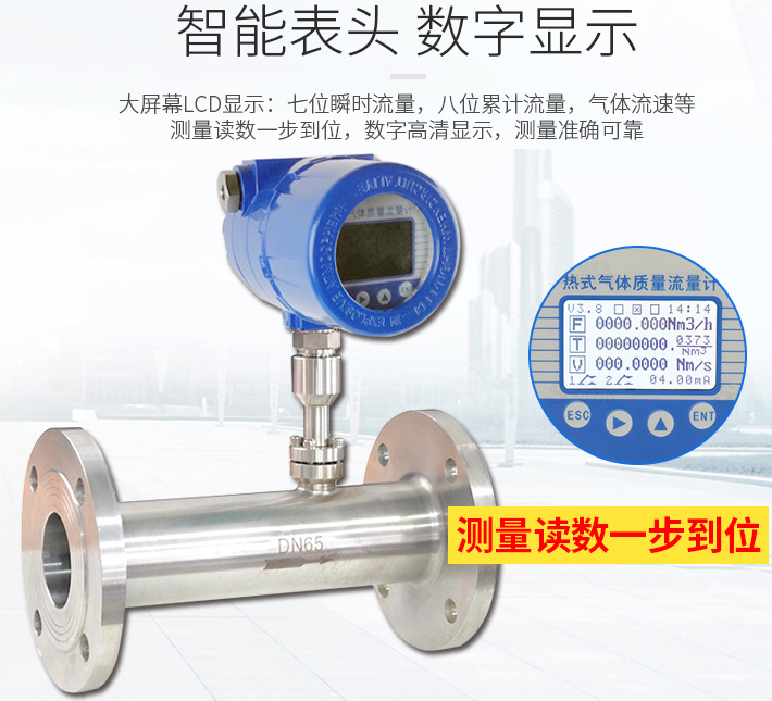 甲烷熱式氣體質量流量計液晶表頭顯示圖